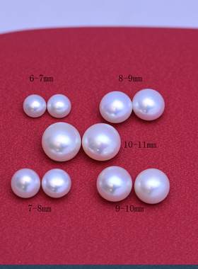 诸暨淡水扁圆珍珠耳钉S925银针素钉简约日韩风耳饰跨境直供a2712