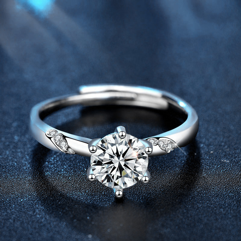 钻石之乡中国商丘925纯银情侣戒指一对日韩个性开口莫桑石对a0114