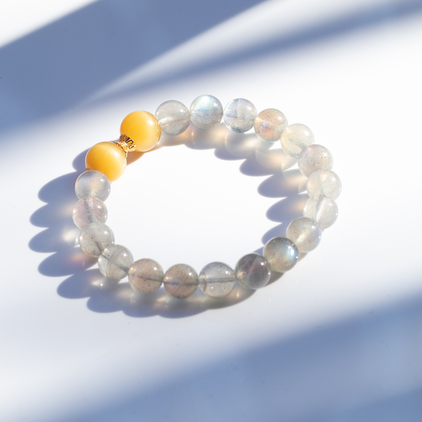 天然水晶手串白水晶黑金超七手链