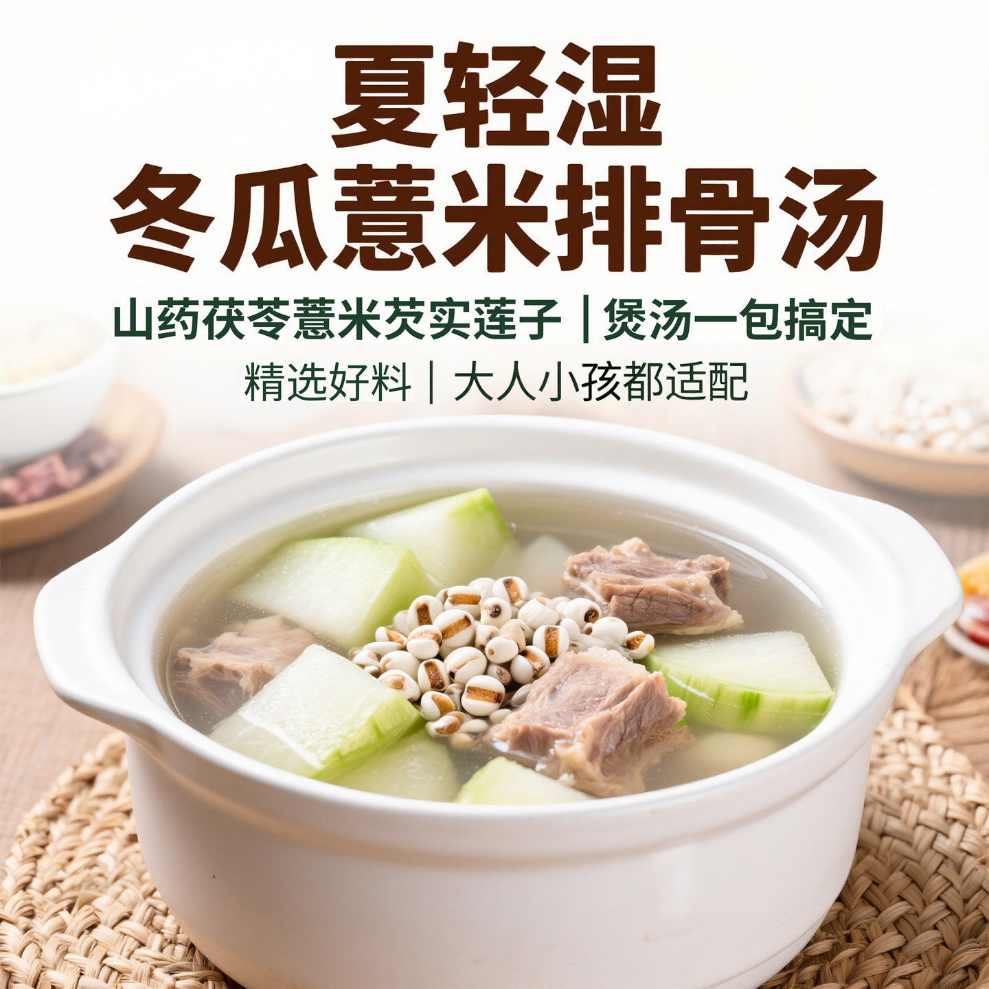 冬瓜薏米排骨汤料包薏仁山药茯苓芡实莲子湿煲鸡汤排骨料夏季祛热