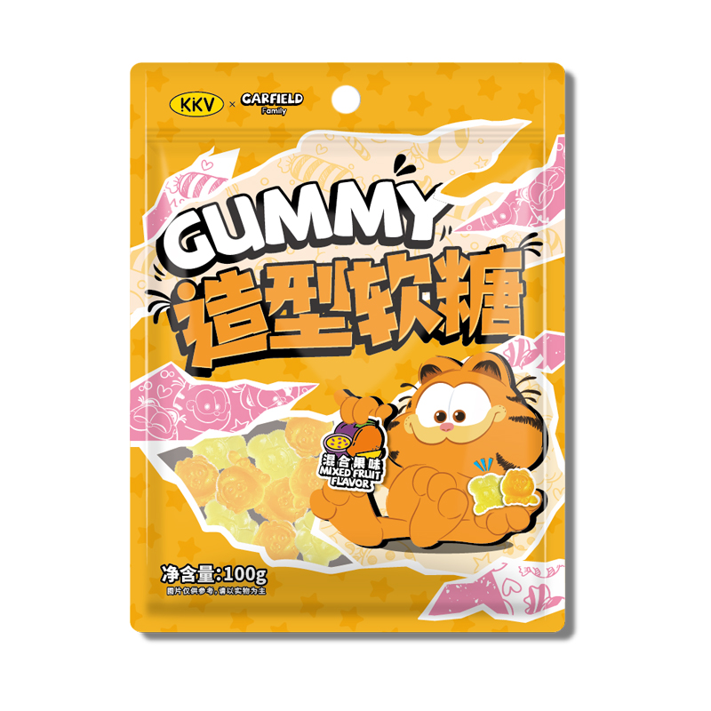 KKV官方加菲猫家族造型软糖混合果味休闲糖果解馋小零食