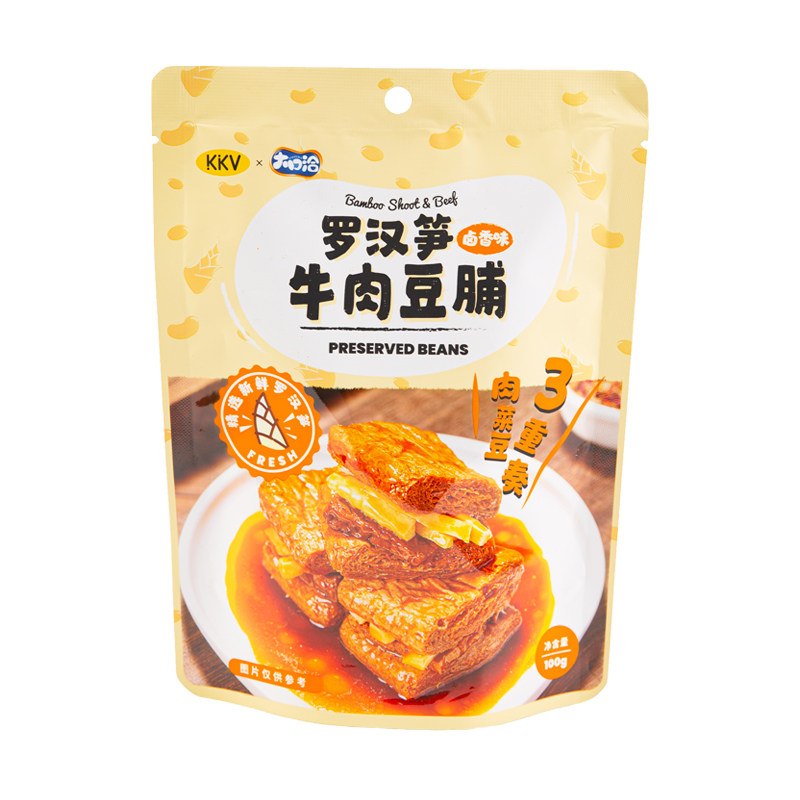 KKV大口洽罗汉笋牛肉豆脯卤香味休闲零食小吃办公室即食小零食