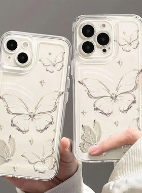 蝴蝶适用小米13手机壳透明红米k60e全包K40/30硅胶k50note8/9/12pro+防摔少女11pro新款小米14/10pro可爱青春