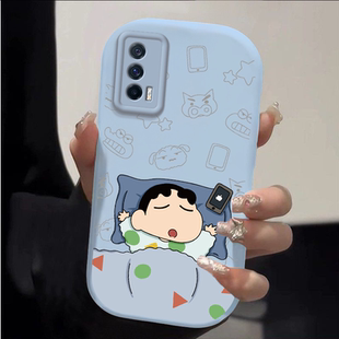 睡觉小新适用iqooneo5手机壳vivoiqooneo5活力版可爱卡通创意新款iooqneo5SE全包防摔iqoonoe爱酷iQOO套男女