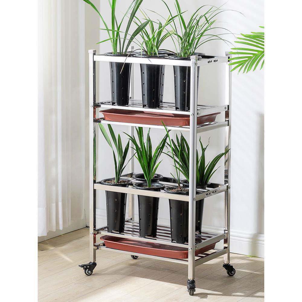 304不锈钢兰花架子兰花盆架室外摆放可移动户外室内接水层专用架