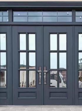 锌合金家用玻璃别墅大门庭院防盗农村乡村自建房入户铜门双开大门