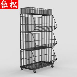 便利店货架超市专用零食置物架多层叠笼斜口篮展示菜架收纳陈列筐
