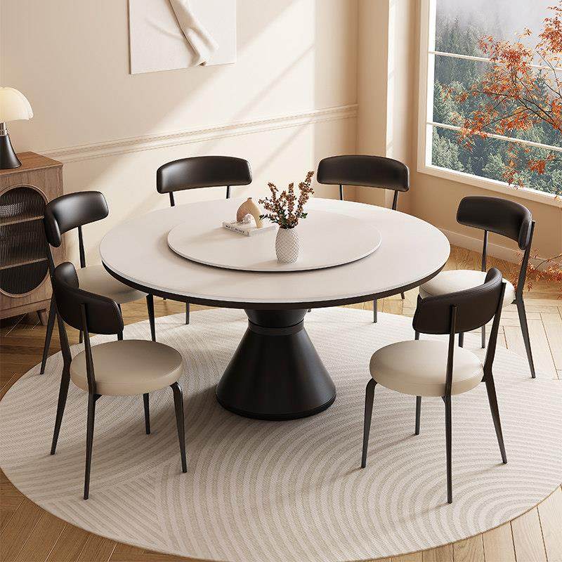 圆形岩板餐桌椅2025新款现代简约轻奢高级感家用圆桌带转盘复古风,住宅家具,岩板餐桌,淘宝优惠券,粉丝福利购,淘宝优惠卷