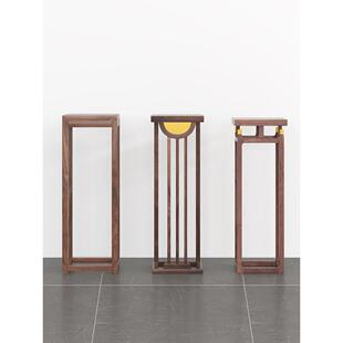 新中式全实木黑胡桃花架经济型花几客厅沙发边花几室内置物架花台