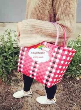 大热款洗澡篮手提覆古篮子购物篮手工编织包新款可爱时尚同款浴筐