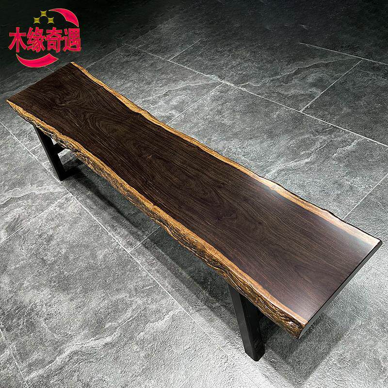 黑檀木凳长条凳实木凳皮灰长凳子风车木树皮条凳黑檀茶桌配套凳子