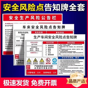 安全风险点告知牌卡车间岗位标识牌配电房危险标示有限受限空间标示工厂生产设备职业危害告示警示标志牌定制