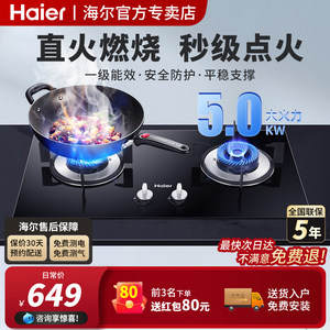 Haier/海尔燃气灶大火力钢化玻璃