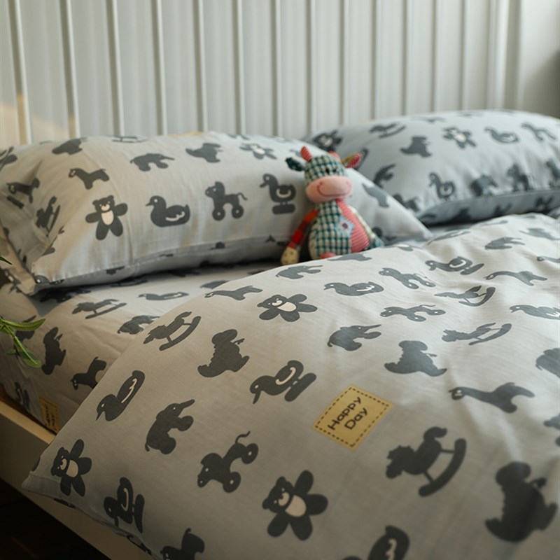 A类双层纱卡通儿童卧室100全棉纯棉床上用品四件套1.8米床单双人