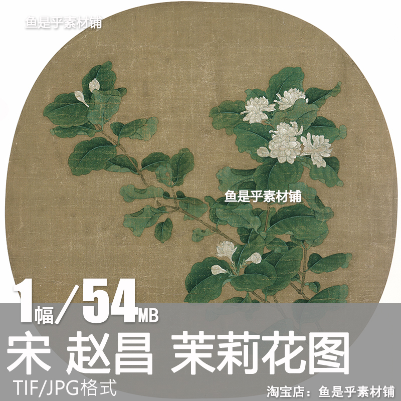赵昌茉莉花图页宋画小品团扇工笔折枝花鸟画国画临摹电子图片素材