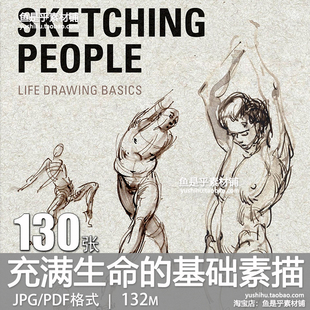 充满生命力的基础人体结构素描艺术形态解剖速写美术临摹图片素材