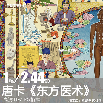 东方医术唐卡西藏藏族中医藏药医治治疗人物药物绘画电子素材图片