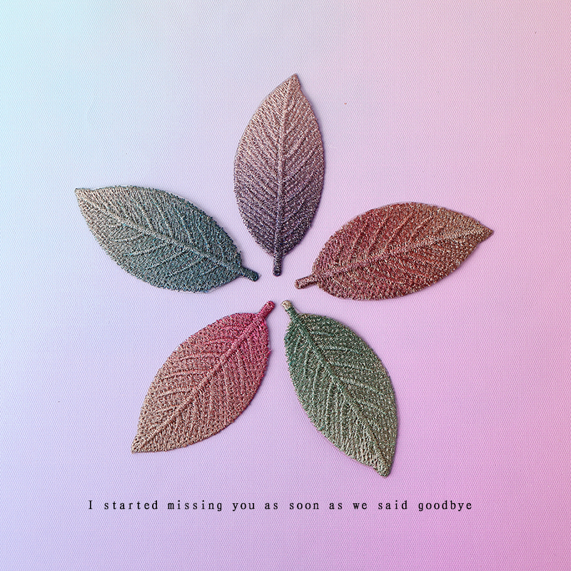 自粘渐变叶子布贴羽绒服的补丁贴裤子破洞修复贴布免熨烫修补贴花