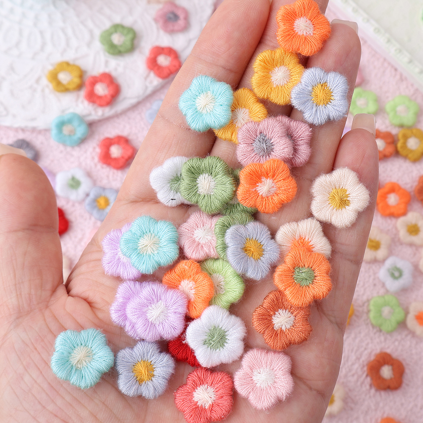 迷你小花刺绣花朵布贴补丁装饰贴花针织毛衣衣服裤子修补破洞手缝