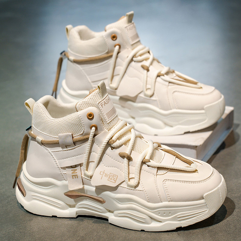 高帮男鞋春秋2026新款潮流小众原创运动休闲厚底增高皮面老爹潮鞋,流行男鞋,老爹鞋,淘宝优惠券,粉丝福利购,淘宝优惠卷