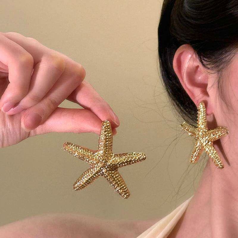 金色耳饰度假风高级感海边海星