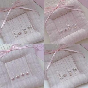 项链蝴蝶结韩系链甜美珍珠锁骨碎银简约 清新百搭锆石项饰爱心时尚