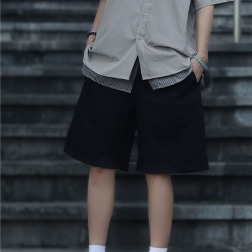 日系工装宽松垂感五分短裤男