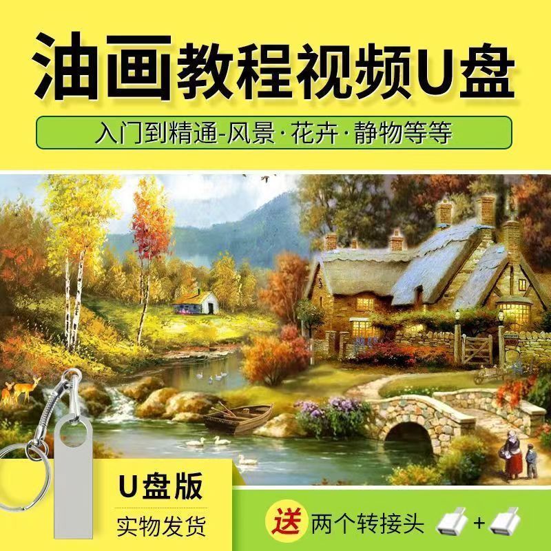 油画技法从入门到精通U盘油画入门自学教程油画风景教程视频优盘