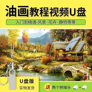 油画技法从入门到精通U盘油画入门自学教程油画风景教程视频优盘
