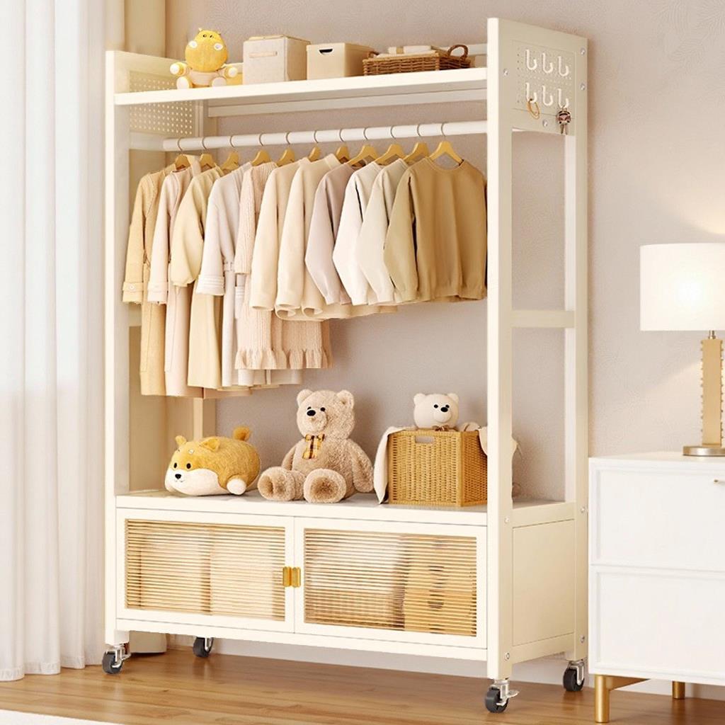 落地置物架衣帽架货架卧室收纳柜子简易组装出租房衣柜开放式衣架