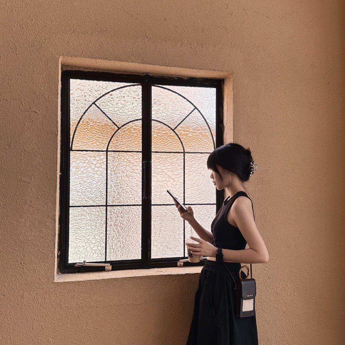 法式覆古门窗拱形玻璃窗双开室内窗户圆弧造型隔断对开窗铁艺定制