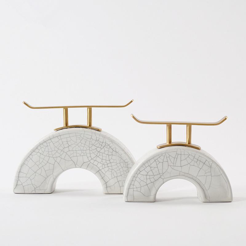 新中式陶瓷假山样板房酒店会所客厅博古架玄关装饰品桌面软装摆件