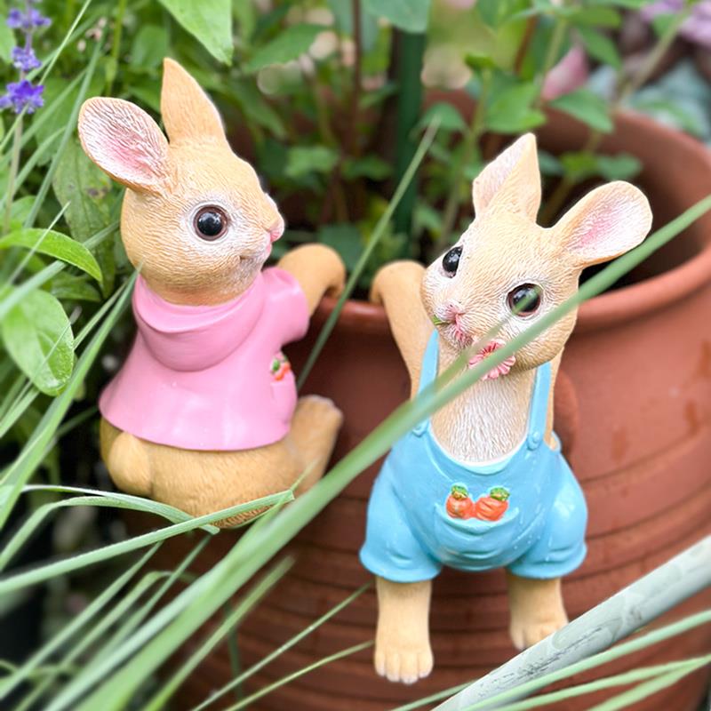 挂盆小兔子挂饰户外创意动物装饰猫咪挂件花园庭院摆件造景微景观