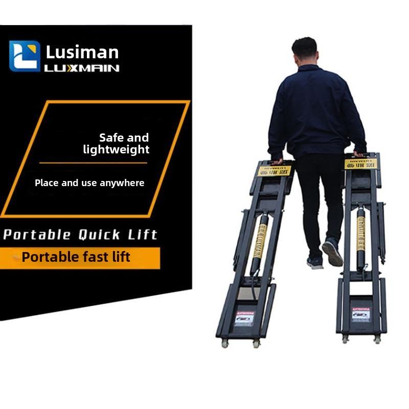 路斯曼汽车升降机低位置移动便携式剪刀升降机汽车修理升降机平台