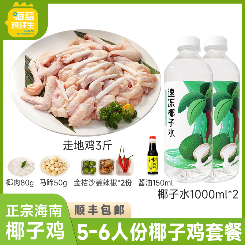 海蓝鸡鲜生海南椰子鸡火锅网红豪华5-6人全套餐 散养土鸡生鲜鸡肉