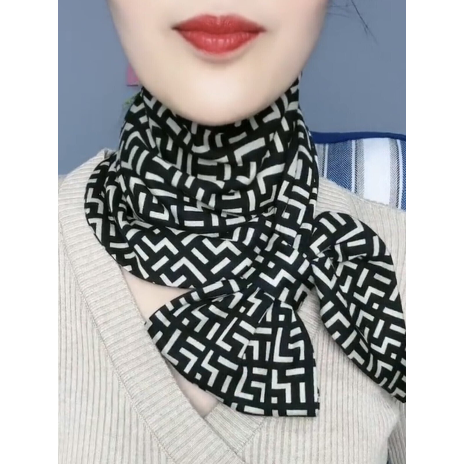 珠光棉护颈长巾网红同款保暖百变小围脖护颈长条女士围巾秋冬新款