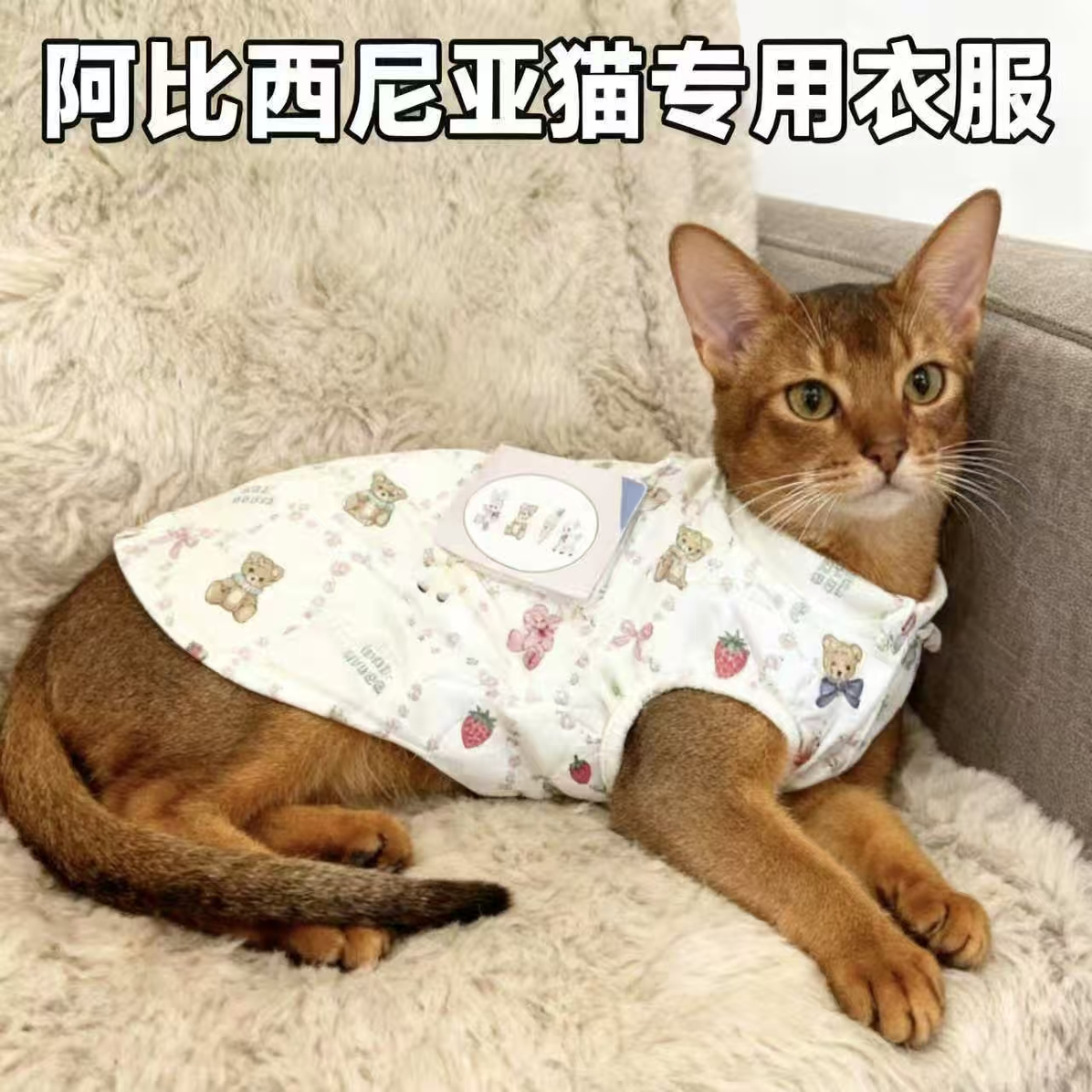 阿比西尼亚猫专用衣服猫咪羽绒马甲冬季宠物加厚保暖防寒无袖棉服