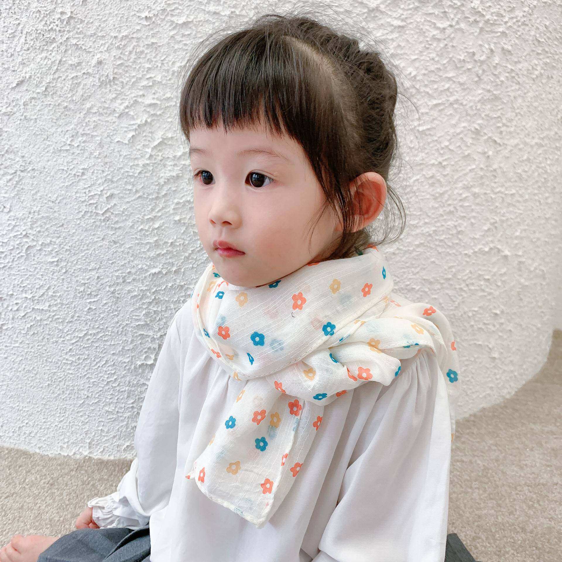 儿童丝巾围脖宝宝方巾女孩小孩挡风春秋薄款男童女童领巾棉麻围巾
