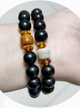 真品黑牛角手串天然手链10mmdiy骆驼骨头原创女士简约民族风饰品