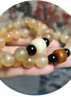 天然羊角手串手链女士diy牛骨桶珠文玩饰品10mm圆珠骆驼骨头念珠