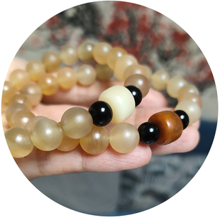 天然羊角手串手链女士diy牛骨桶珠文玩饰品10mm圆珠骆驼骨头念珠