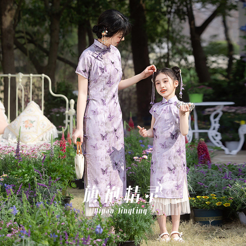 国风亲子装旗袍母女2026新款夏季薄款儿童旗袍裙女童新中式小女孩图片