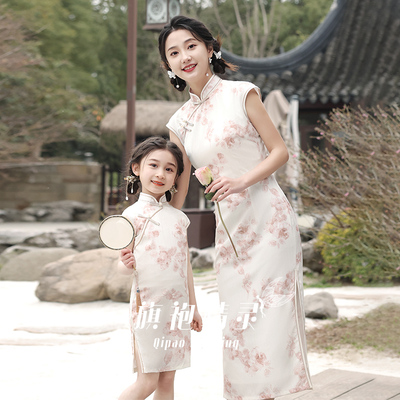 亲子装母女旗袍女童连衣裙新中式