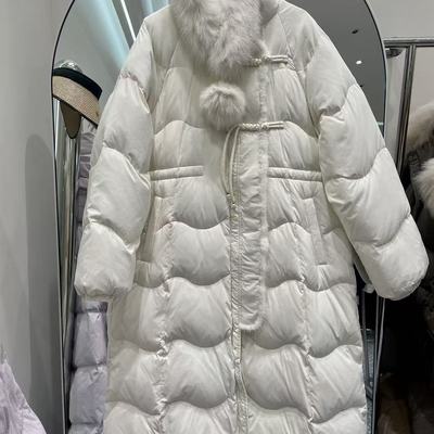 围脖毛领款新中式收腰长款羽绒服