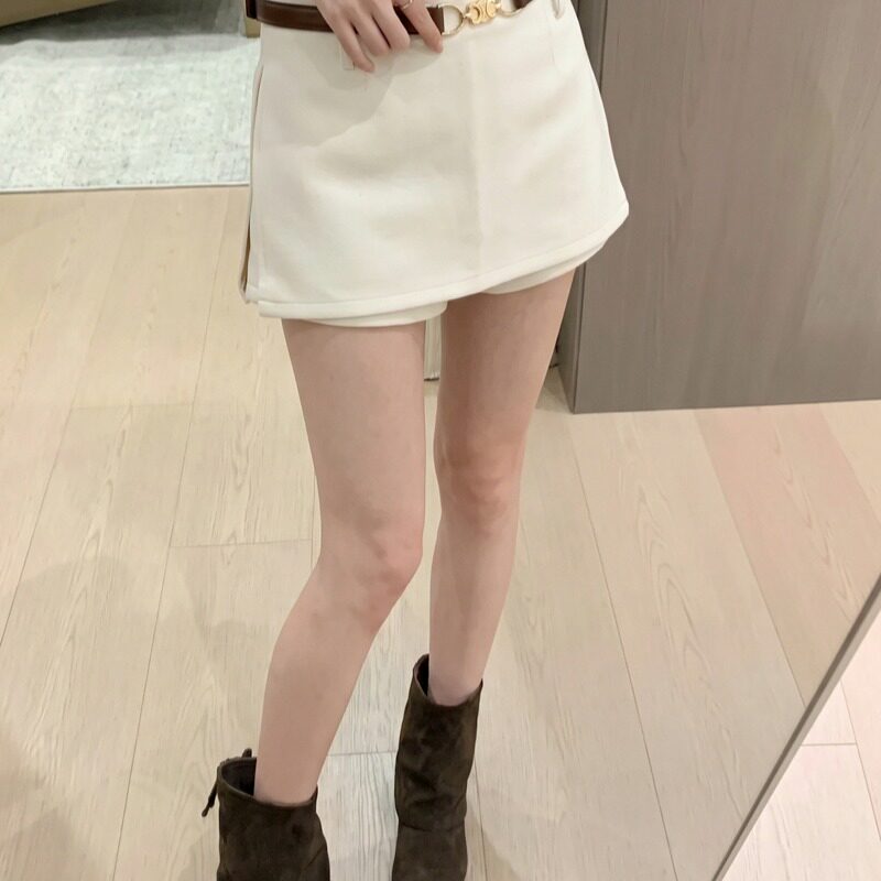 秋冬毛呢高腰显瘦开叉半身裙防走光短裙包臀裙a字裙女配腰带