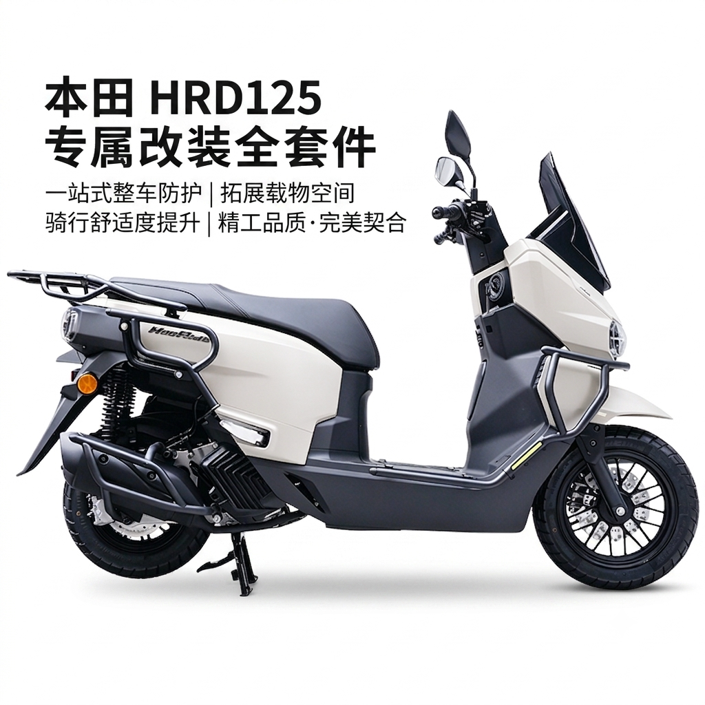 适用于本田HRD125前后保险杠防摔杠 HooRide后尾架排气杠改装配件 - 实物图