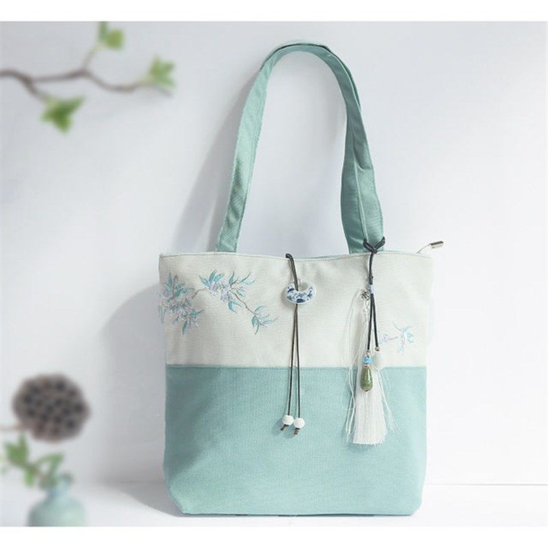 复古单肩包女士旗袍包古风刺绣手提袋大容量森系文艺A4中国风包包