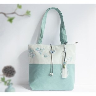 复古单肩包女士旗袍包古风刺绣手提袋大容量森系文艺A4中国风包包