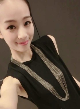 韩国新款时尚百搭流苏毛衣链多层链条长款项链秋冬衣服装配饰品女