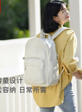 白色双肩包皮质2025新款潮牌大容量书包大学生高中生轻便旅行背包